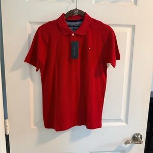 NWT Tommy Hilfiger Boys M 12/14 Classic Red Short Sleeve Cotton Polo Shirt